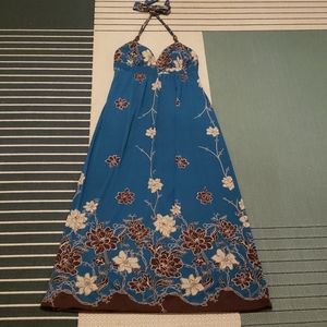 ALYN PAIGE Blue Flowered Maxi Dress